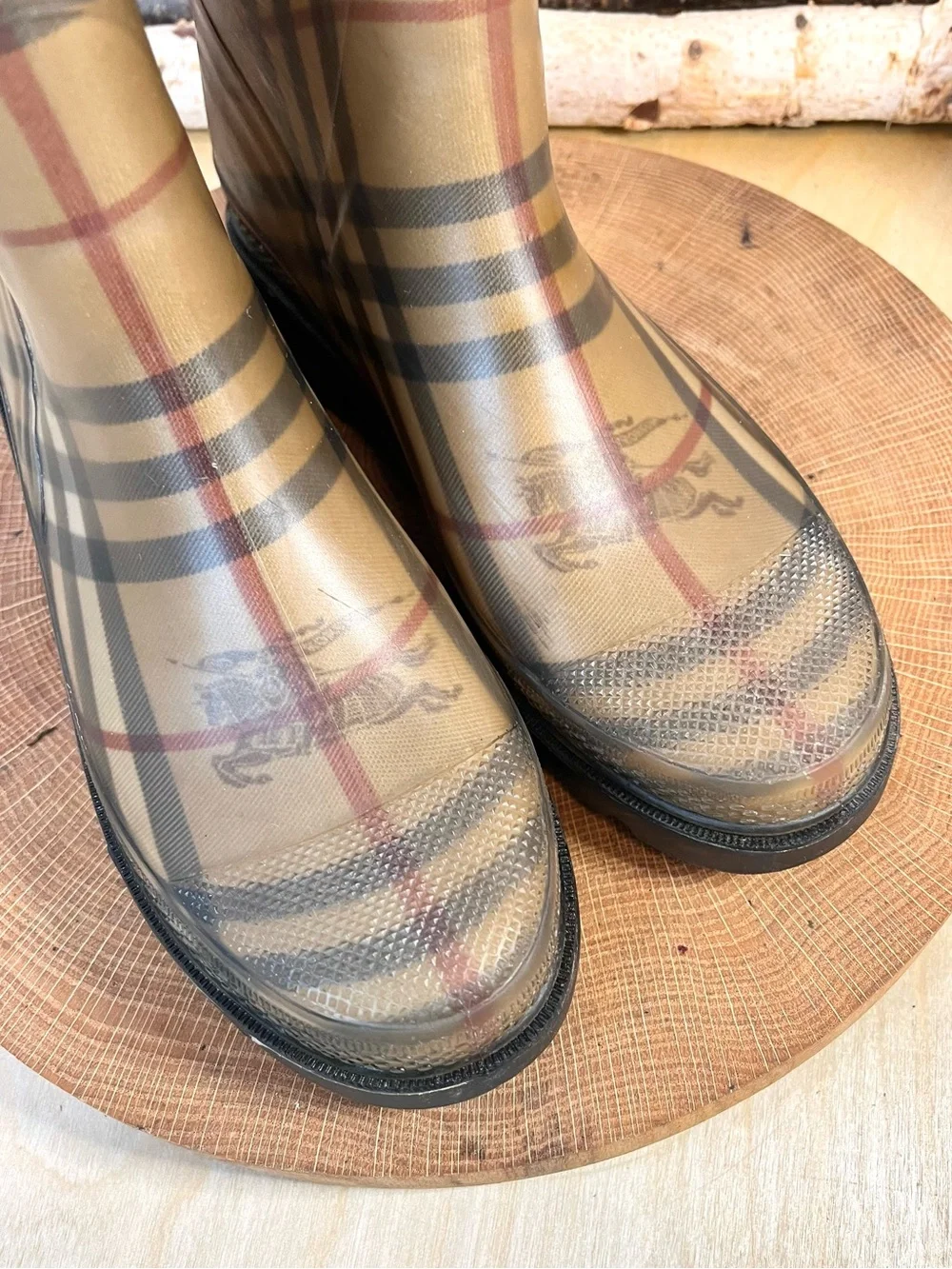 Burberry Check Rain Boots Size 37 / US 7 Waterproof